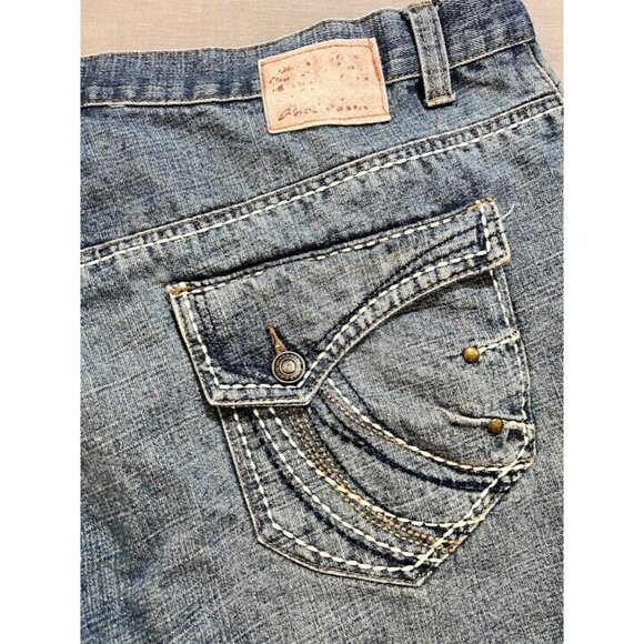 Phat Farm Shorts Mens 38 Blue Denim Embriodered Flap Pocketed Zip Men 38x12. - Picture 5 of 13